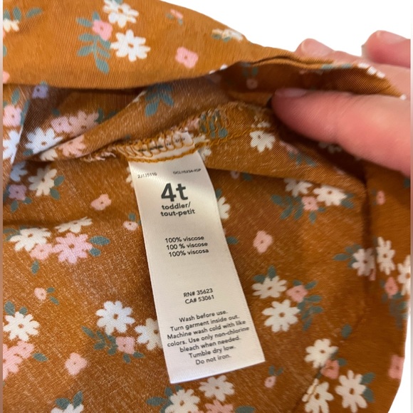 Carters Floral Tan Dress Short Sleeve Size 4T EUC - Picture 3 of 4